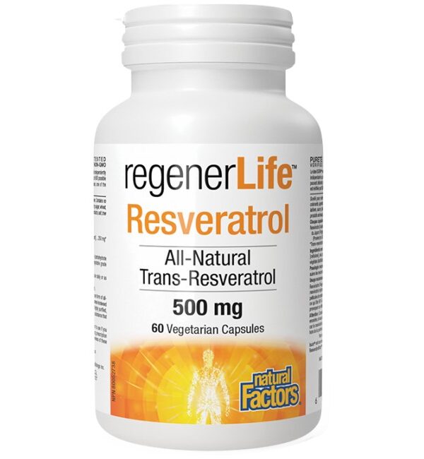 Natural Factors Rеgener Life™ Resveratrol 500 mg  60 капсули, 60 Дози