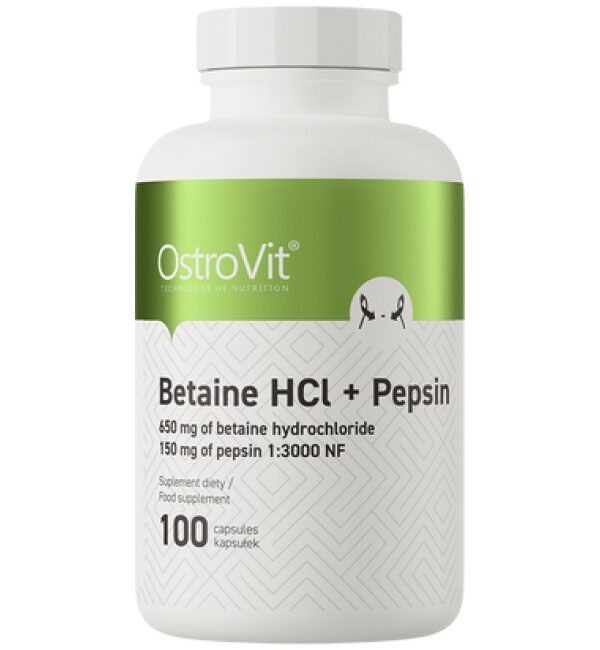 OstroVit Betaine HCl + Pepsin 100 капсули, 100 Дози