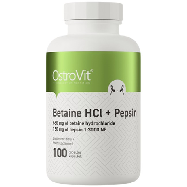 OstroVit Betaine HCl + Pepsin 100 капсули, 100 Дози