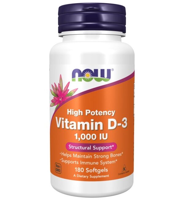 NOW Foods Vitamin D-3 1000 IU 180 Гел капсули