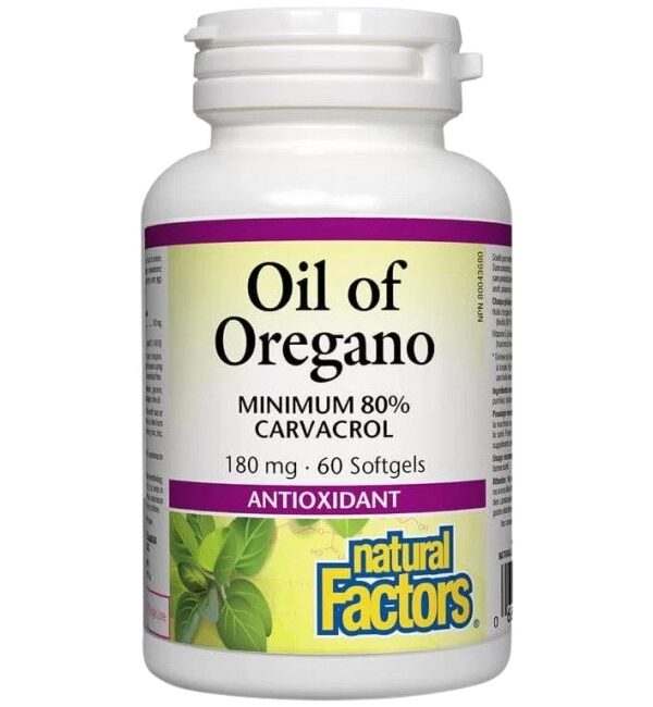 Natural Factors Oil of Oregano Organic 180 mg 60 Гел капсули, 60 Дози