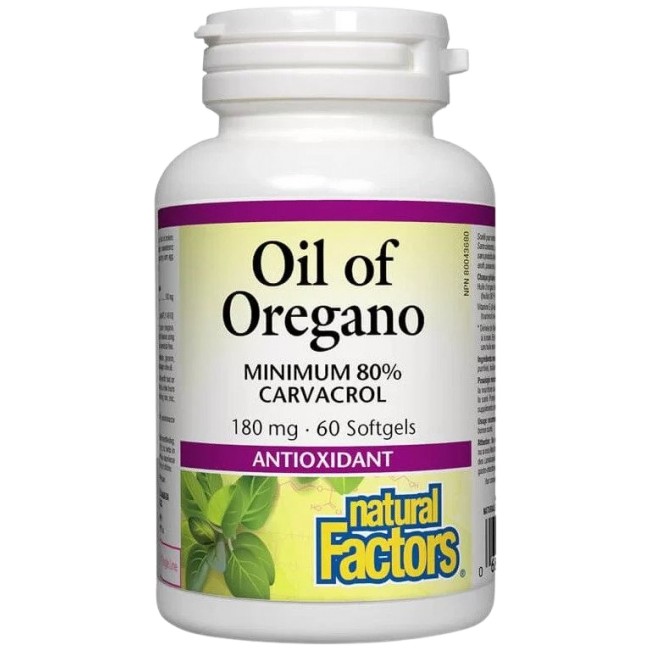 Natural Factors Oil of Oregano Organic 180 mg 60 Гел капсули, 60 Дози