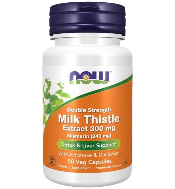 NOW Foods Milk Thistle - Silymarin Extract | Double Strength with Artichoke & Dandelion 50 капсули, 50 Дози