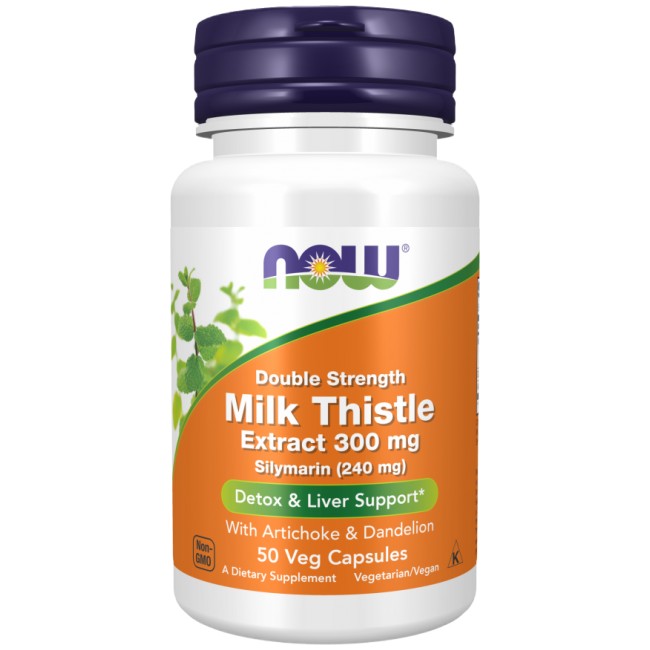 NOW Foods Milk Thistle - Silymarin Extract | Double Strength with Artichoke & Dandelion 50 капсули, 50 Дози