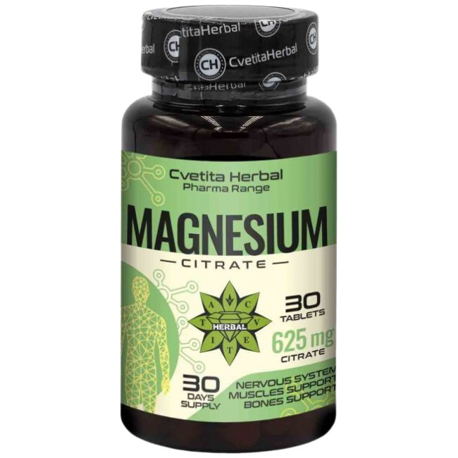 Cvetita Herbal Magnesium Citrate 625mg 30 Таблетки, 30 Дози