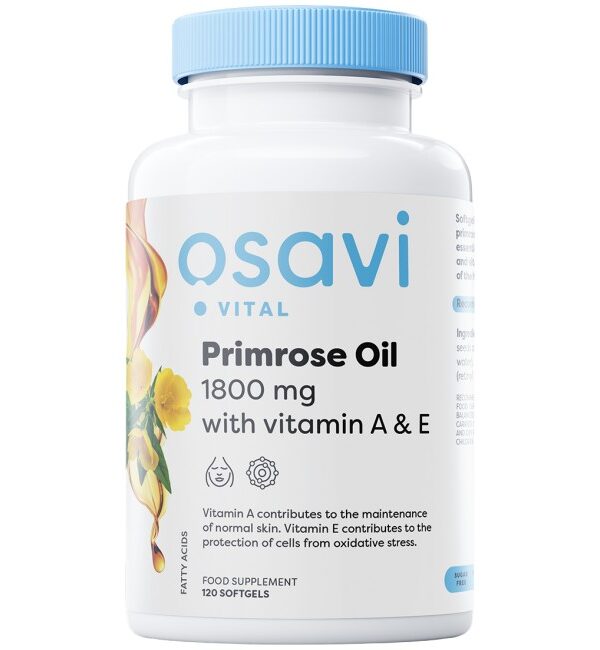 Osavi Primrose Oil 1800 mg | with Vitamin A & E 180 Гел капсули, 60 Дози