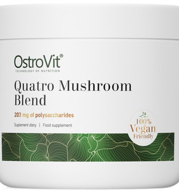 OstroVit Quatro Mushroom Blend Powder | Lion's Mane ~ Reishi ~ Cordyceps ~ Chaga 100 грама, 185 Дози