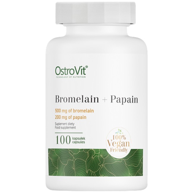 OstroVit Bromelain + Papain Enzymes 100 капсули, 100 Дози