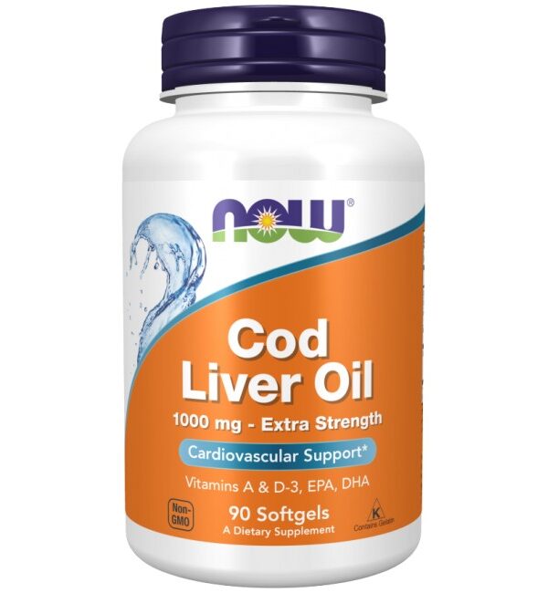 NOW Foods Cod Liver Oil 1000 mg 90 Гел капсули, 90 Дози