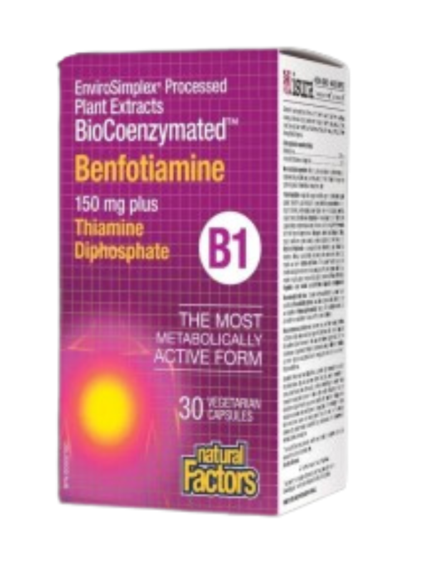 Natural Factors Benfotiamine 150 mg | BioCoenzymated™ 30 капсули, 30 Дози