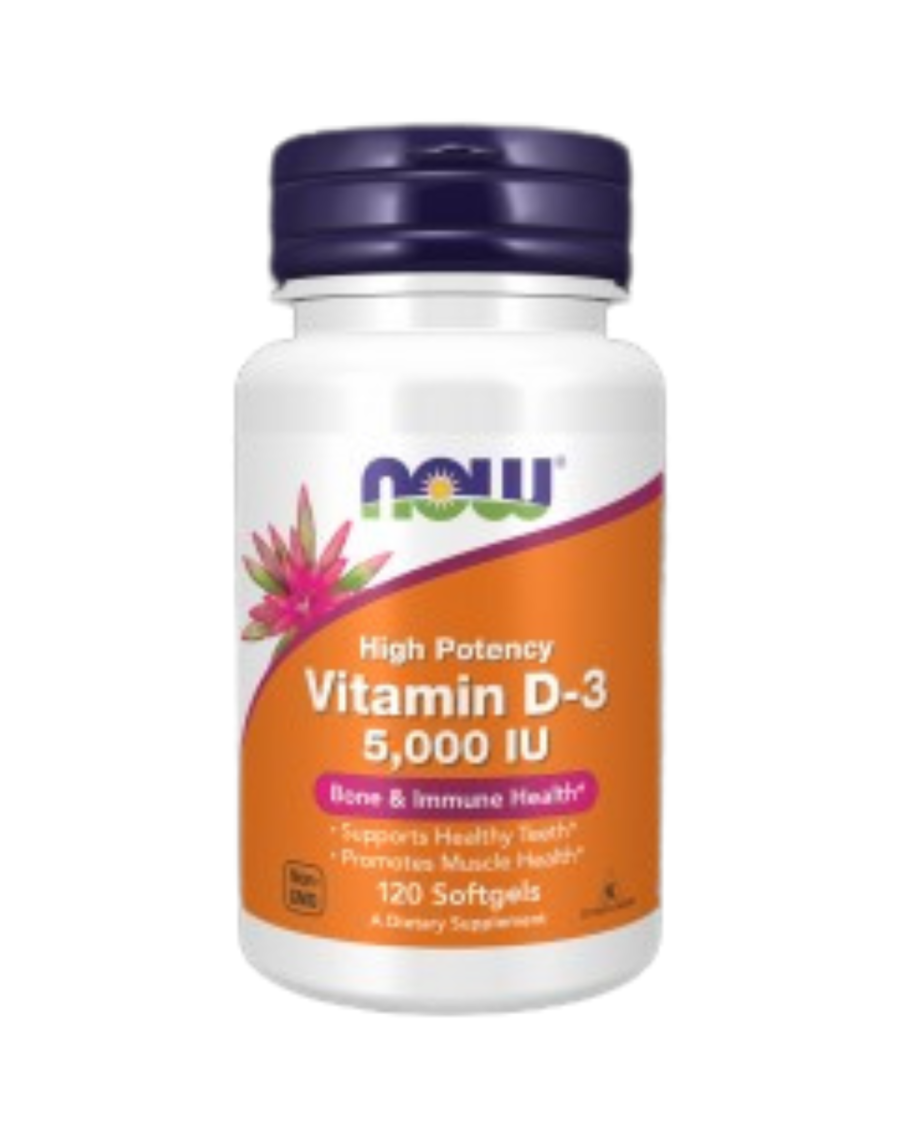 NOW Foods Vitamin D-3 5000 IU 120 Гел капсули, 120 Дози