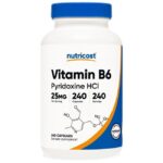 Nutricost Vitamin B6 Pyridoxine HCI 25 mg 240 капсули, 240 Дози