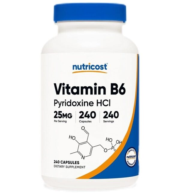 Nutricost Vitamin B6 Pyridoxine HCI 25 mg  240 капсули, 240 Дози