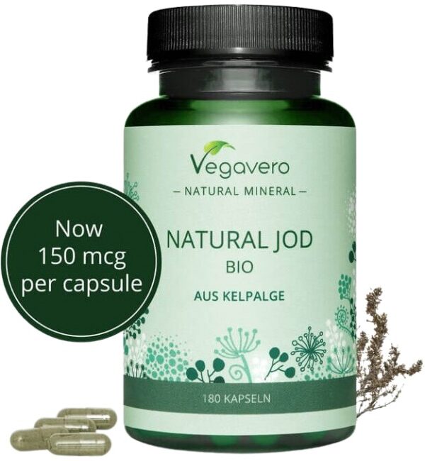 Vegavero Natural Jod Bio Aus Kelpalge 180 капсули, 180 Дози