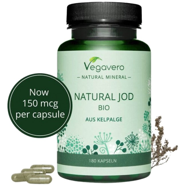 Vegavero Natural Jod Bio Aus Kelpalge 180 капсули, 180 Дози
