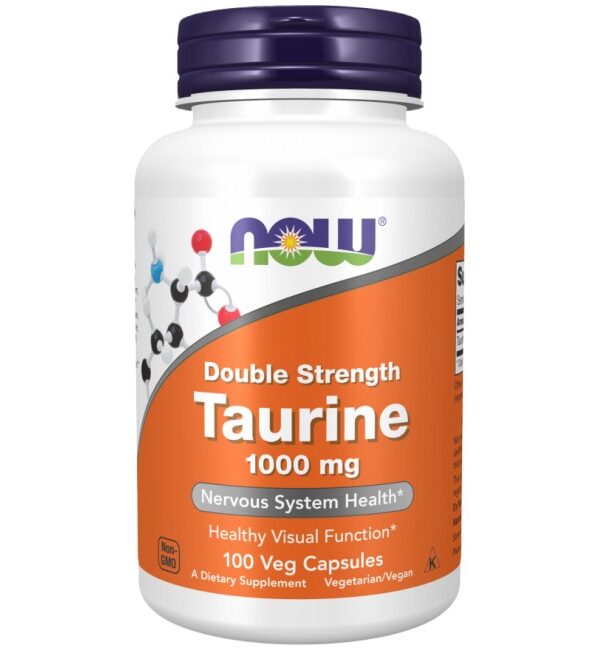 NOW Foods Taurine 1000 mg / Double Strength 100 капсули, 100 Дози