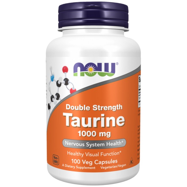 NOW Foods Taurine 1000 mg / Double Strength 100 капсули, 100 Дози