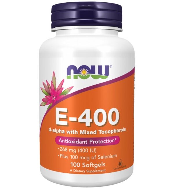 NOW Foods Vitamin E-400 + Selenium   100 Гел капсули, 100 Дози