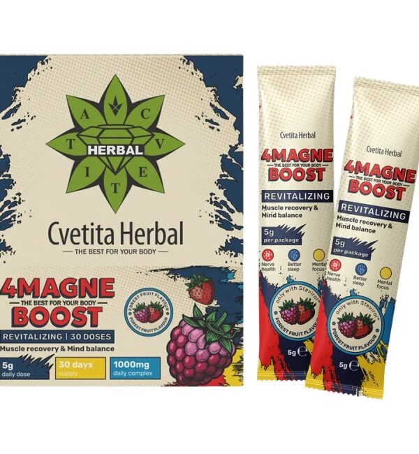 Cvetita Herbal 4MAGNE BOOST Magnesium Sachets 30 Сашета, 30 Дози