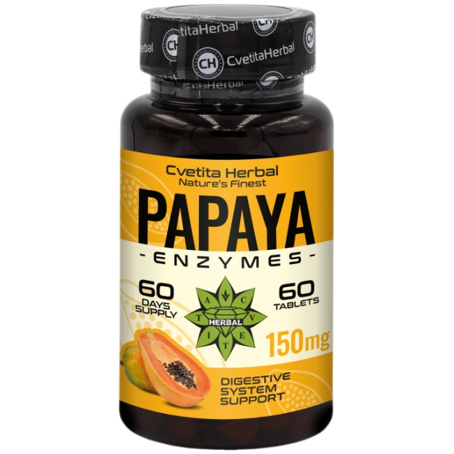 Cvetita Herbal Papaya Enzymes 60 Таблетки, 60 Дози