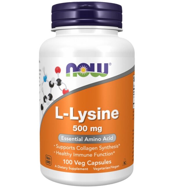 NOW Foods L-Lysine 500 mg  100 капсули, 100 Дози
